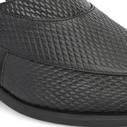 Men Premium Leather Black Ethnic Sandal (Indigo-31-Black)