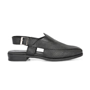 Men Premium Leather Black Ethnic Sandal (Indigo-31-Black)