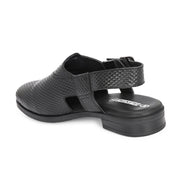 Men Premium Leather Black Ethnic Sandal (Indigo-31-Black)