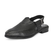 Men Premium Leather Black Ethnic Sandal (Indigo-31-Black)