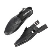Men Premium Leather Black Ethnic Sandal (Indigo-31-Black)