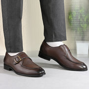 West Port Men Single Monk Strap Dress Shoe (LEO-80-BROWN)