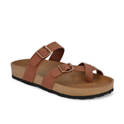 West Port Men's Cushion Sliders | PU Padded Footbed | Bounce Back Technology | Lightweight Flip Flops for Everyday Comfort (M-Aero-29-Tan)