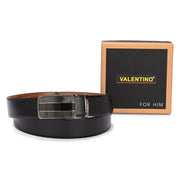 Valentino Men’s Genuine Leather Reversible Belt – Black & Tan | Micro-Adjustable Ratchet Buckle | Formal & Casual Wear (M-BT-MM-120-BLACK-TAN)