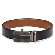 Valentino Men’s Genuine Leather Reversible Belt – Black & Tan | Micro-Adjustable Ratchet Buckle | Formal & Casual Wear (M-BT-MM-120-BLACK-TAN)