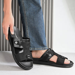 Men Non Leather Comfort Slipper (M-MT-04-BLACK)