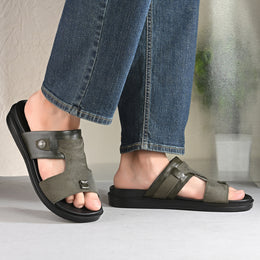 Men Non Leather Comfort Slipper (M-MT-04-OLIVE)