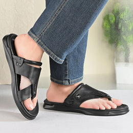 Men Non Leather Comfort Slipper (M-MT-10-BLACK)