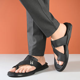 Men Non Leather Comfort Slipper (M-MT-11-BLACK)