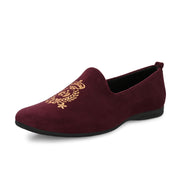 West Port Men Velvet Emblem Party Slip-Ons (OCCASION-01-WINE)