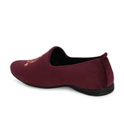 West Port Men Velvet Emblem Party Slip-Ons (OCCASION-01-WINE)