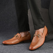 Men Premium Leather Classic Loafers (REGAL-10-TAN)