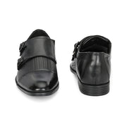 Men Premium Leather Double Monk Dress Shoe (REGAL-80-BLACK)