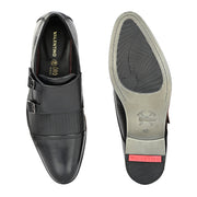 Men Premium Leather Double Monk Dress Shoe (REGAL-80-BLACK)