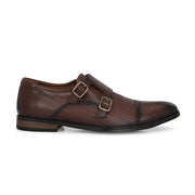 Men Premium Leather Double Monk Dress Shoe (REGAL-80-BROWN)