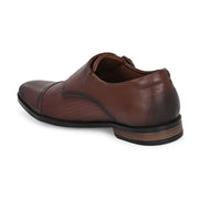 Men Premium Leather Double Monk Dress Shoe (REGAL-80-BROWN)