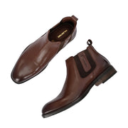 Men Premium Leather Ankle Chelsea Boot (Royale-80-Brown)