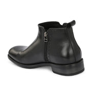 Men Premium Leather Ankle Side Zipper Boot (Royale-81-Black)