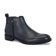 Men Premium Leather Ankle Side Zipper Boot (Royale-81-Blue)