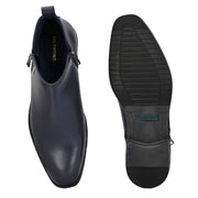 Men Premium Leather Ankle Side Zipper Boot (Royale-81-Blue)