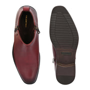 Men Premium Leather Ankle Side Zipper Boot (Royale-81-Bordo)