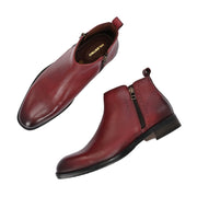Men Premium Leather Ankle Side Zipper Boot (Royale-81-Bordo)