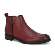 Men Premium Leather Ankle Side Zipper Boot (Royale-81-Bordo)