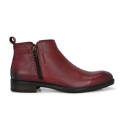 Men Premium Leather Ankle Side Zipper Boot (Royale-81-Bordo)