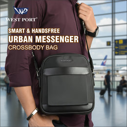West Port Urban Messenger Crossbody Sling Bag – Smart & Handsfree (URBANMESSENGER-BLACK)