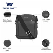 West Port Urban Messenger Crossbody Sling Bag – Smart & Handsfree (URBANMESSENGER-BLACK)
