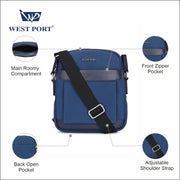 West Port Urban Messenger Crossbody Sling Bag – Smart & Handsfree (URBANMESSENGER-NAVY)