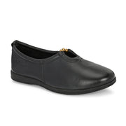 Women Premium Leather Slip On Flats (W-Angel-10-Black)
