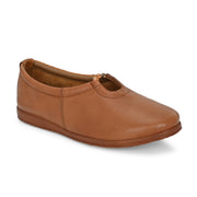 Women Premium Leather Slip On Flats (W-Angel-10-Cognac)