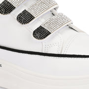 Women Crystal Embellished Velcro Straps Platform Sneakers (W-ATF-25-WHITE)