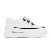 Women Crystal Embellished Velcro Straps Platform Sneakers (W-ATF-25-WHITE)