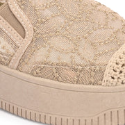 Women Lace Slip On Casual Sneakers (W-ATF-30-BEIGE)