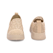 Women Lace Slip On Casual Sneakers (W-ATF-30-BEIGE)