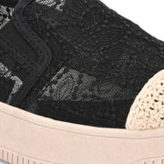 Women Lace Slip On Casual Sneakers (W-ATF-30-BLACK)