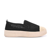 Women Lace Slip On Casual Sneakers (W-ATF-30-BLACK)