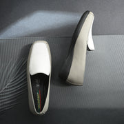 Women Premium Leather Slip On Loafers (W-Comfina-10-Grey-White)