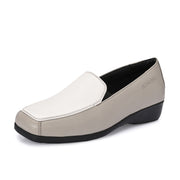 Women Premium Leather Slip On Loafers (W-Comfina-10-Grey-White)