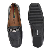 Women Premium Leather Slip On Loafers (W-Comfina-25-Black)