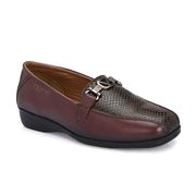 Women Premium Leather Slip On Loafers (W-Comfina-25-Bordo)