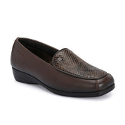 Women Premium Leather Slip On Loafers (W-Comfina-30-Brown)