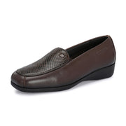 Women Premium Leather Slip On Loafers (W-Comfina-30-Brown)
