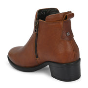 Women Premium Leather Zipper Boots (W-DreamGirl-85-Brown)