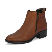 Women Premium Leather Zipper Boots (W-DreamGirl-85-Brown)
