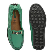 Women Premium Leather Neon Green Formal Slip On Flexible Loafer (W-Flexy-08-NeonGreen)