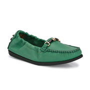 Women Premium Leather Neon Green Formal Slip On Flexible Loafer (W-Flexy-08-NeonGreen)