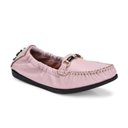 Women Premium Leather Pink Formal Slip On Flexible Loafer (W-Flexy-08-Pink)